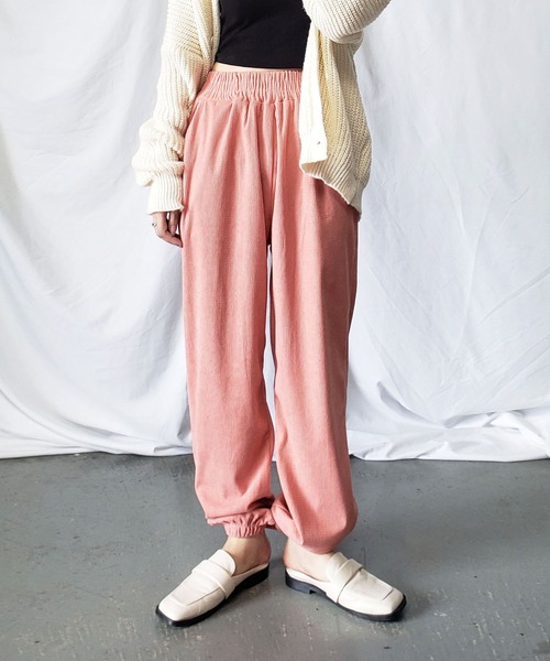me+em select(ミームセレクト)の「※【 7色展開 】チェックコーデュロイジョガーパンツ(その他パンツ・レディース・ダークパープル/ベージュ/ピンク/ブラウン/モカ/ブラック/ピンク系その他・FREE)」の6枚目の写真