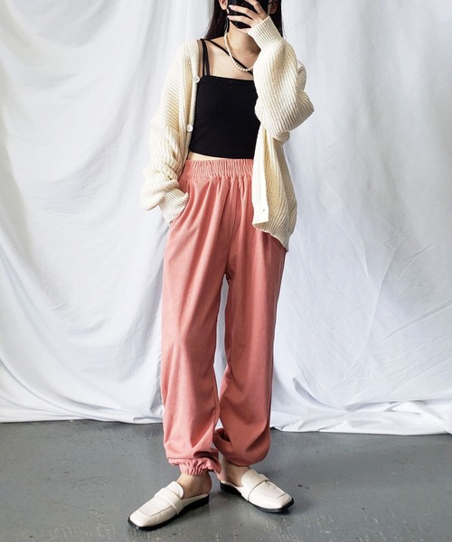 me+em select(ミームセレクト)の「※【 7色展開 】チェックコーデュロイジョガーパンツ(その他パンツ・レディース・ダークパープル/ベージュ/ピンク/ブラウン/モカ/ブラック/ピンク系その他・FREE)」の12枚目の写真