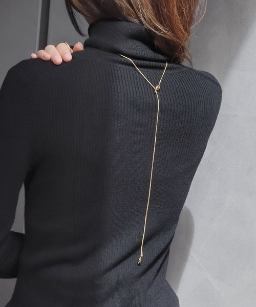 blackdia ocean（ブラックダイヤオーシャン）の「blackdia ocean 金属アレルギー対応 ノットボータイチェーンネックレス ステンレス（ネックレス・レディース・シルバー/ゴールド/ピンクゴールド・FREE）」の4枚目の写真