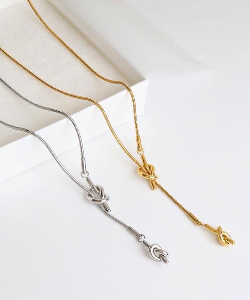 blackdia ocean（ブラックダイヤオーシャン）の「blackdia ocean 金属アレルギー対応 ノットボータイチェーンネックレス ステンレス（ネックレス・レディース・シルバー/ゴールド/ピンクゴールド・FREE）」の9枚目の写真