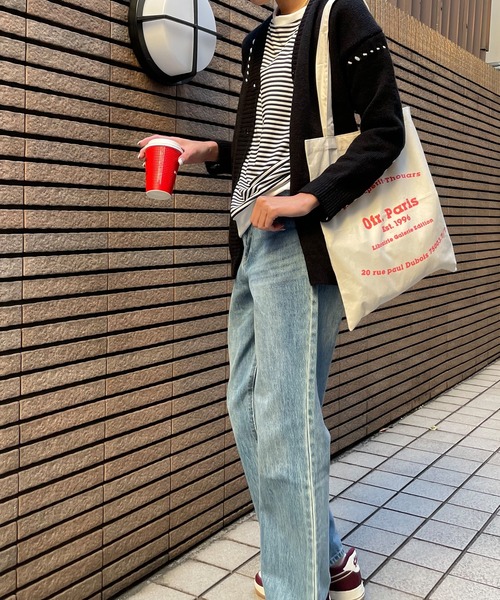 EPICKS（エピックス）の「配色ステッチオーバーサイズカーディガン（カーディガン/ボレロ・レディース・ブラック/ホワイト/グレー/アイボリー・F/L/M/XL）」の13枚目の写真