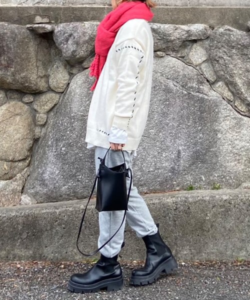 EPICKS（エピックス）の「配色ステッチオーバーサイズカーディガン（カーディガン/ボレロ・レディース・ブラック/ホワイト/グレー/アイボリー・F/L/M/XL）」の14枚目の写真