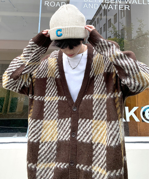 neos（ネオス）の「【neos -addictive design-】ビッグシルエット アクリル 総柄 モヘアタッチ ニット カーディガン（カーディガン/ボレロ・メンズ・ホワイト系2/グレー系1/ベージュ系1/ブラウン/パープル/ブラック系1/チャコールグレー/ホワイト系1/ベージュ系2/ブラック/ベージュ/マスタード/ブラック系2/ベージュ系3/ブラウン系/ブラック系3/ワインレッド・LARGE/MEDIUM）」の11枚目の写真