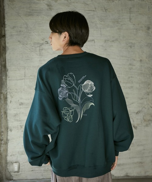 iisy（イージー）の「iisy / ウェーブフラワークルーネックスウェット（スウェット・メンズ・ブラック/キナリ/グリーン・L/M/S）」の3枚目の写真