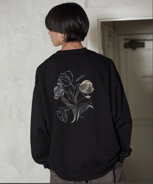 iisy（イージー）の「iisy / ウェーブフラワークルーネックスウェット（スウェット・メンズ・ブラック/キナリ/グリーン・L/M/S）」の2枚目の写真