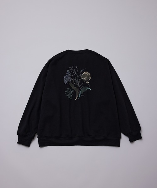 iisy（イージー）の「iisy / ウェーブフラワークルーネックスウェット（スウェット・メンズ・ブラック/キナリ/グリーン・L/M/S）」の4枚目の写真