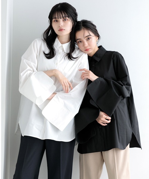 Dita Muaj.（ディータムアージュ）の「【ZOZO限定】Muaj.ベルスリーブスリットシャツ（シャツ/ブラウス・レディース・ブラック/モカ/ホワイト・FREE）」の4枚目の写真