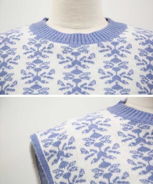 NANING9(ナンニング)の「NANING9 サイドリボンフラワーパターンベスト(ベスト・レディース・ブラック/スカイブルー・FREE)」の11枚目の写真