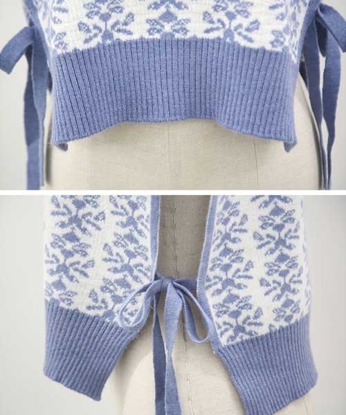 NANING9(ナンニング)の「NANING9 サイドリボンフラワーパターンベスト(ベスト・レディース・ブラック/スカイブルー・FREE)」の12枚目の写真