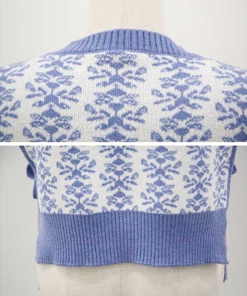 NANING9(ナンニング)の「NANING9 サイドリボンフラワーパターンベスト(ベスト・レディース・ブラック/スカイブルー・FREE)」の13枚目の写真