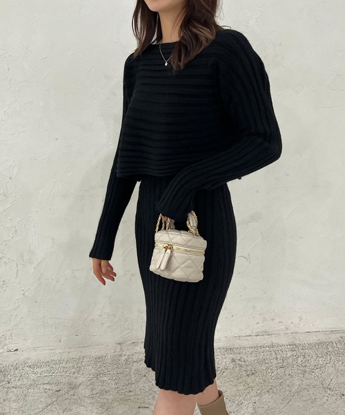 Lamoa(ラモア)の「Lamoa/リブニットワンピース ニットトップス セット(ワンピース・レディース・ホワイト/ブラック/ブルー/ピンク・FREE)」の22枚目の写真