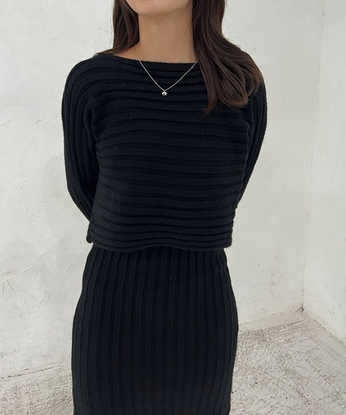 Lamoa(ラモア)の「Lamoa/リブニットワンピース ニットトップス セット(ワンピース・レディース・ホワイト/ブラック/ブルー/ピンク・FREE)」の17枚目の写真