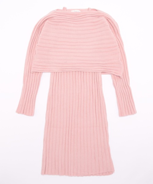 Lamoa(ラモア)の「Lamoa/リブニットワンピース ニットトップス セット(ワンピース・レディース・ホワイト/ブラック/ブルー/ピンク・FREE)」の19枚目の写真