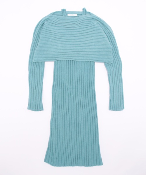 Lamoa(ラモア)の「Lamoa/リブニットワンピース ニットトップス セット(ワンピース・レディース・ホワイト/ブラック/ブルー/ピンク・FREE)」の6枚目の写真