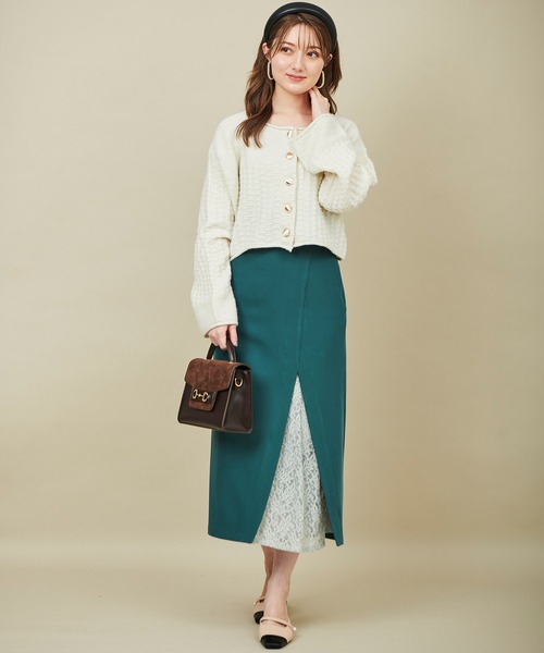 31 Sons de mode（トランテアン　ソン　ドゥ　モード）の「ツイードニットジャケット（カーディガン/ボレロ・レディース・オフホワイト/ネイビー/ピンク・36）」の8枚目の写真