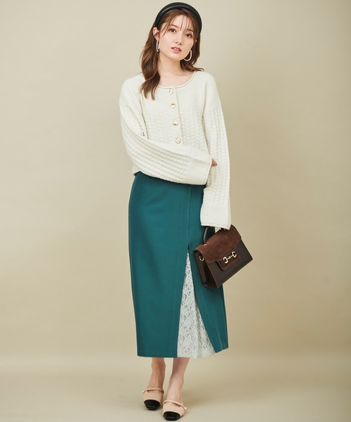 31 Sons de mode（トランテアン　ソン　ドゥ　モード）の「ツイードニットジャケット（カーディガン/ボレロ・レディース・オフホワイト/ネイビー/ピンク・36）」の7枚目の写真