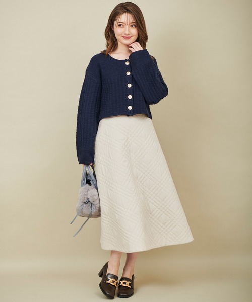 31 Sons de mode（トランテアン　ソン　ドゥ　モード）の「ツイードニットジャケット（カーディガン/ボレロ・レディース・オフホワイト/ネイビー/ピンク・36）」の12枚目の写真