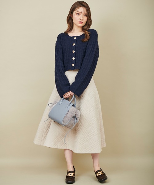 31 Sons de mode（トランテアン　ソン　ドゥ　モード）の「ツイードニットジャケット（カーディガン/ボレロ・レディース・オフホワイト/ネイビー/ピンク・36）」の13枚目の写真