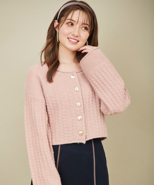 31 Sons de mode（トランテアン　ソン　ドゥ　モード）の「ツイードニットジャケット（カーディガン/ボレロ・レディース・オフホワイト/ネイビー/ピンク・36）」の14枚目の写真