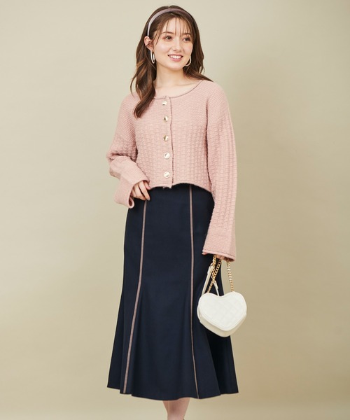 31 Sons de mode（トランテアン　ソン　ドゥ　モード）の「ツイードニットジャケット（カーディガン/ボレロ・レディース・オフホワイト/ネイビー/ピンク・36）」の16枚目の写真