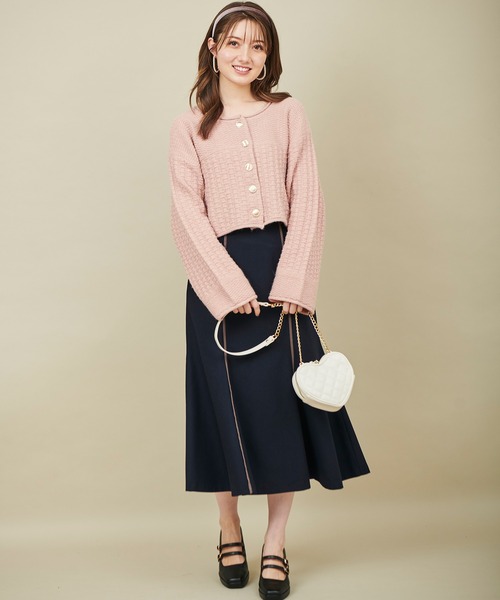 31 Sons de mode（トランテアン　ソン　ドゥ　モード）の「ツイードニットジャケット（カーディガン/ボレロ・レディース・オフホワイト/ネイビー/ピンク・36）」の17枚目の写真