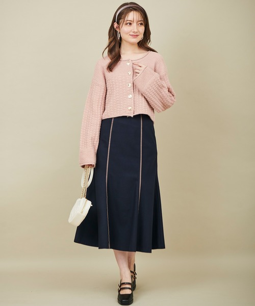 31 Sons de mode（トランテアン　ソン　ドゥ　モード）の「ツイードニットジャケット（カーディガン/ボレロ・レディース・オフホワイト/ネイビー/ピンク・36）」の18枚目の写真