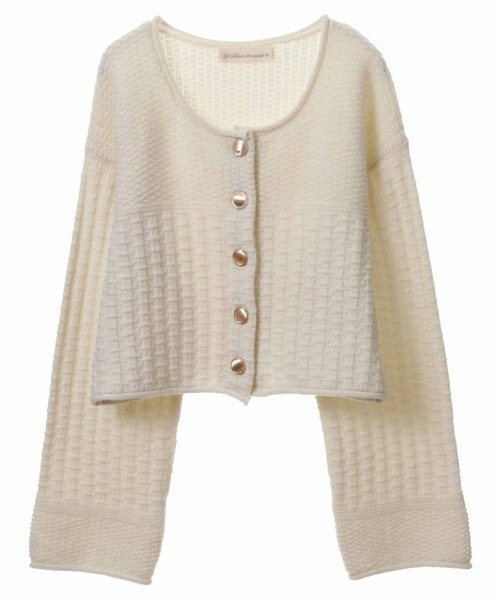 31 Sons de mode（トランテアン　ソン　ドゥ　モード）の「ツイードニットジャケット（カーディガン/ボレロ・レディース・オフホワイト/ネイビー/ピンク・36）」の19枚目の写真