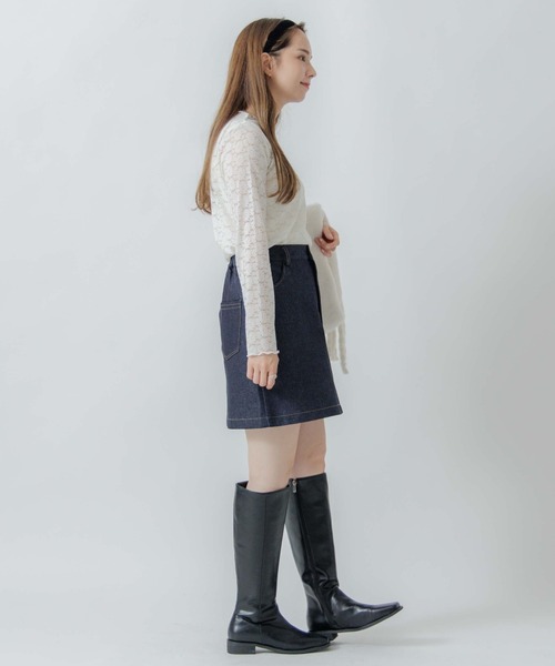 flower(フラワー)の「マーガレットレースタートル(Tシャツ/カットソー・レディース・ブルー/アイボリー/ピンク・FREE)」の10枚目の写真