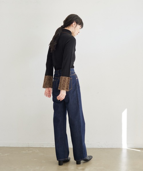 idem（イデム）の「【ZOZOTOWN限定】tulip turtleneck knit/オリジナルジャガードタートルニット（ニット/セーター・レディース・ブラック/ベージュ・FREE）」の11枚目の写真