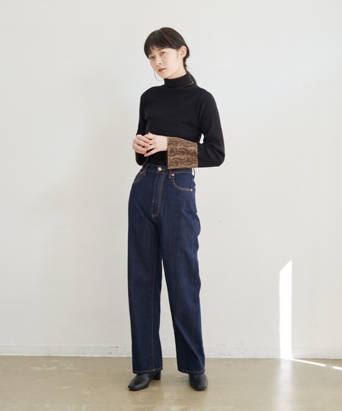 idem（イデム）の「【ZOZOTOWN限定】tulip turtleneck knit/オリジナルジャガードタートルニット（ニット/セーター・レディース・ブラック/ベージュ・FREE）」の12枚目の写真