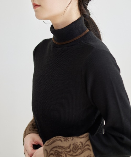 idem（イデム）の「【ZOZOTOWN限定】tulip turtleneck knit/オリジナルジャガードタートルニット（ニット/セーター・レディース・ブラック/ベージュ・FREE）」の9枚目の写真