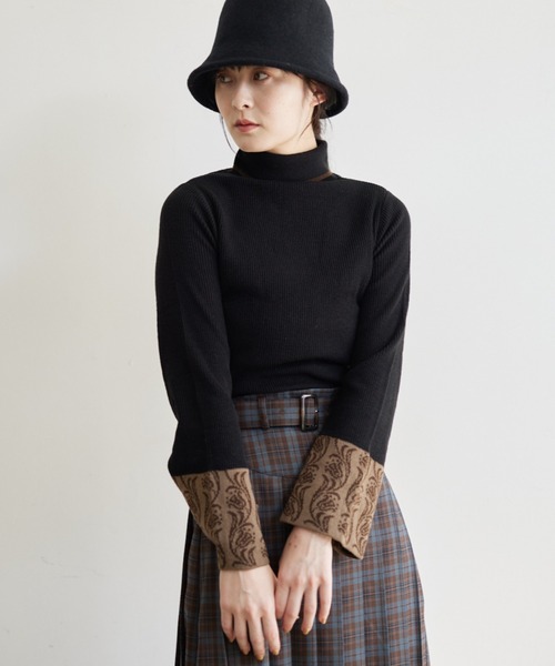 idem（イデム）の「【ZOZOTOWN限定】tulip turtleneck knit/オリジナルジャガードタートルニット（ニット/セーター・レディース・ブラック/ベージュ・FREE）」の13枚目の写真