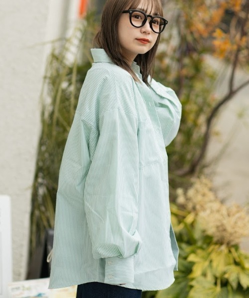 nemne store（ネンネストア）の「【低身長用サイズあり】袖ボリュームストライプシャツ（シャツ/ブラウス・レディース・ブルー/グリーン/ピンク/ブラック・SMALL/MEDIUM）」の18枚目の写真