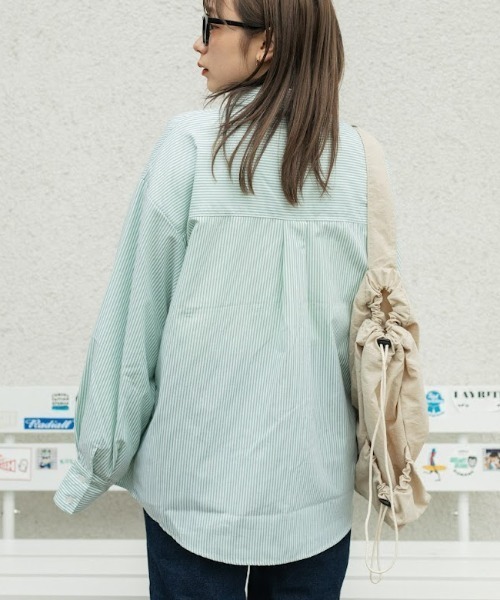 nemne store（ネンネストア）の「【低身長用サイズあり】袖ボリュームストライプシャツ（シャツ/ブラウス・レディース・ブルー/グリーン/ピンク/ブラック・SMALL/MEDIUM）」の15枚目の写真