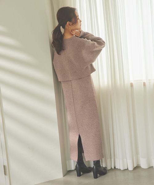 KOBE LETTUCE(コウベレタス)の「ニットトップス×前後2wayワンピースSET(ワンピース・レディース・ブラック/カーキ/アイボリー/グレイッシュベージュ・M/S)」の16枚目の写真