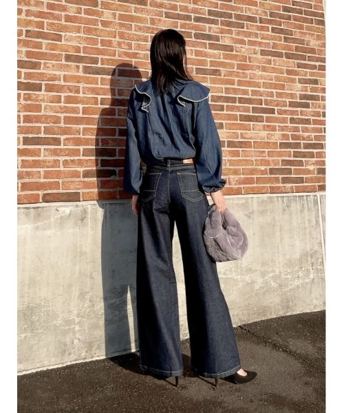 SOMETHING(サムシング)の「【SOMETHING】ワイドフレアパンツ(デニムパンツ・レディース・ノンウォッシュ・XS/S/M)」の12枚目の写真