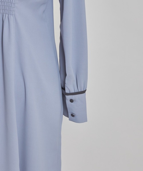 tocco closet（トッコ　クローゼット）の「【ZOZO限定】２ＷＡＹビックカラー付き配色ワンピース（ワンピース・レディース・ブルー/チャコール/ベージュ・M）」の10枚目の写真