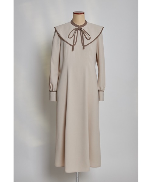 tocco closet（トッコ　クローゼット）の「【ZOZO限定】２ＷＡＹビックカラー付き配色ワンピース（ワンピース・レディース・ブルー/チャコール/ベージュ・M）」の20枚目の写真