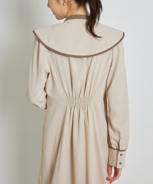 tocco closet（トッコ　クローゼット）の「【ZOZO限定】２ＷＡＹビックカラー付き配色ワンピース（ワンピース・レディース・ブルー/チャコール/ベージュ・M）」の13枚目の写真