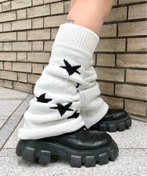 XU | 【XU/エックスユー】reversible star leg warmer/リバーシブル リバーシブル対応 レッグウォーマー レッグカバー Y2K ブーツカット ニット スター 星(レッグウォーマー)