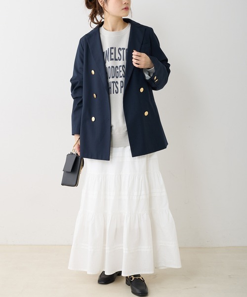 PUAL CE CIN(ピュアルセシン)の「コットンポプリンフレアティアードスカート(スカート・レディース・オフホワイト/ブラック・FREE)」の4枚目の写真