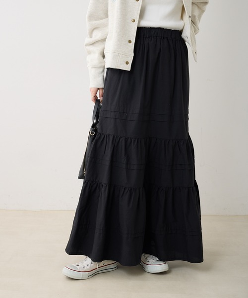 PUAL CE CIN(ピュアルセシン)の「コットンポプリンフレアティアードスカート(スカート・レディース・オフホワイト/ブラック・FREE)」の12枚目の写真