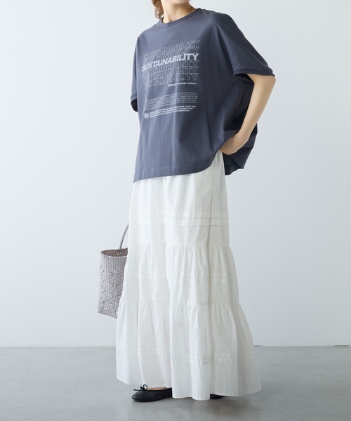 PUAL CE CIN(ピュアルセシン)の「コットンポプリンフレアティアードスカート(スカート・レディース・オフホワイト/ブラック・FREE)」の21枚目の写真