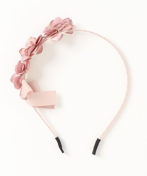 HAKKA KIDS（ハッカキッズ）の「サテンフラワーモチーフカチューシャ（カチューシャ・キッズ・ピンク/オフホワイト・FREE）」の2枚目の写真
