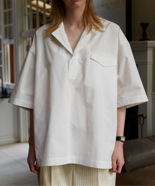 Apartment Three（アパートメントスリー）の「Apartment Three - Camp-collar Short-sleeve Shirt（シャツ/ブラウス・メンズ・ブルー/ホワイト/ブラック・1/2）」の17枚目の写真