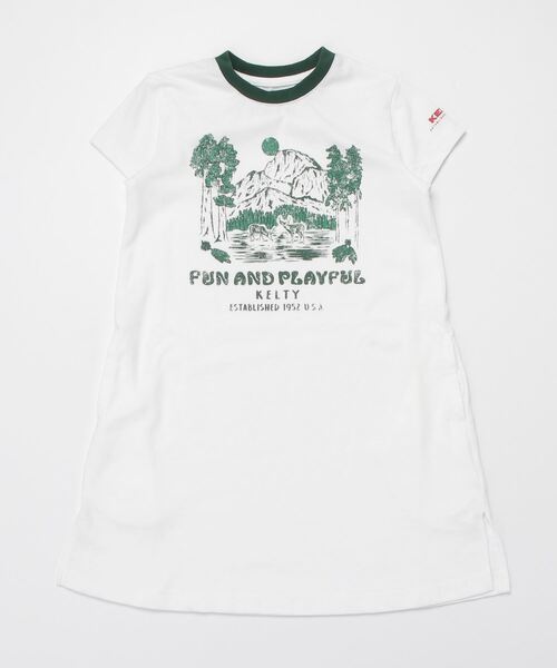 KELTY（ケルティ）の「キッズ　プリントTシャツワンピース「ヨセミテオムニバス」（速乾）（Tシャツ/カットソー・キッズ・オレンジ/ホワイト/ベージュ・S/M/L）」の2枚目の写真