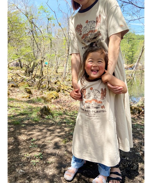KELTY（ケルティ）の「キッズ　プリントTシャツワンピース「ヨセミテオムニバス」（速乾）（Tシャツ/カットソー・キッズ・オレンジ/ホワイト/ベージュ・S/M/L）」の3枚目の写真