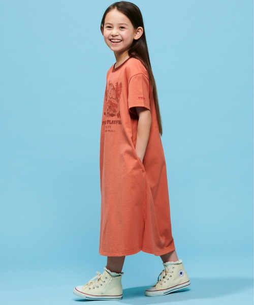 KELTY（ケルティ）の「キッズ　プリントTシャツワンピース「ヨセミテオムニバス」（速乾）（Tシャツ/カットソー・キッズ・オレンジ/ホワイト/ベージュ・S/M/L）」の4枚目の写真