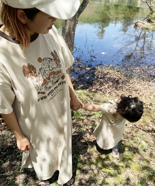 KELTY（ケルティ）の「キッズ　プリントTシャツワンピース「ヨセミテオムニバス」（速乾）（Tシャツ/カットソー・キッズ・オレンジ/ホワイト/ベージュ・S/M/L）」の12枚目の写真