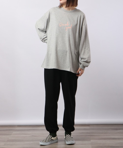 spiritoso(スピリトーゾ)の「spiritoso ニュアンスカップル ロンT 長袖(Tシャツ/カットソー・レディース・ネイビー/オフホワイト/杢グレー・F)」の20枚目の写真